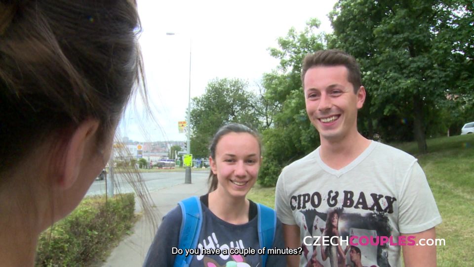Playful young woman joins a park foursome (Czech Couples)