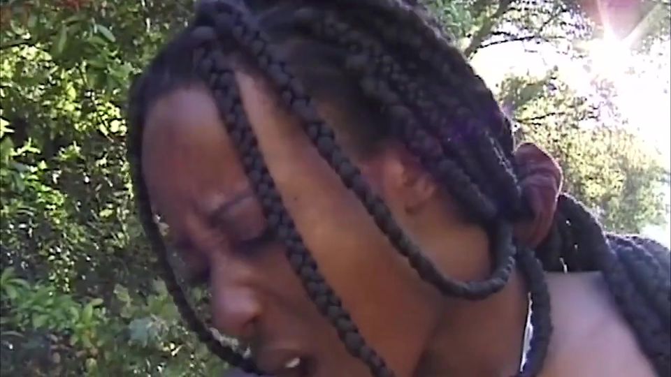 Horny Ebony Lesbians Share Toys and Tongues Outdoors