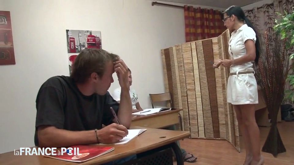 Naughty Math Teacher gets fucked in 3some by her students