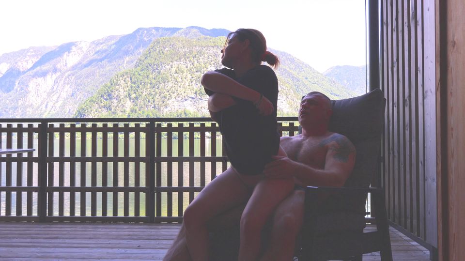 Don't Wake the Neighbors: Risky Outdoor Balcony Sex & Raw Creampie in the Alps