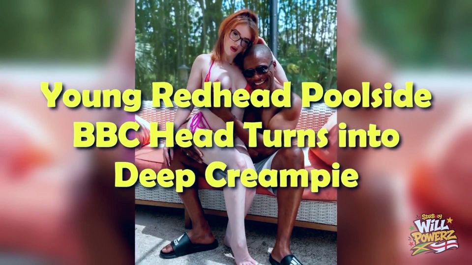 Poolside Redhead Davina Fayette Gets BBC Creampie in Her Red Bush