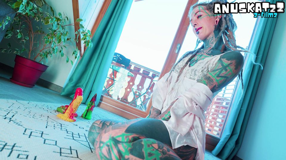 Tattooed pornstar in Lingerie DP herself with Crazy dildos