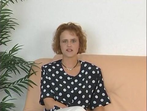 Sweet ginger chick toys her pussy at the casting