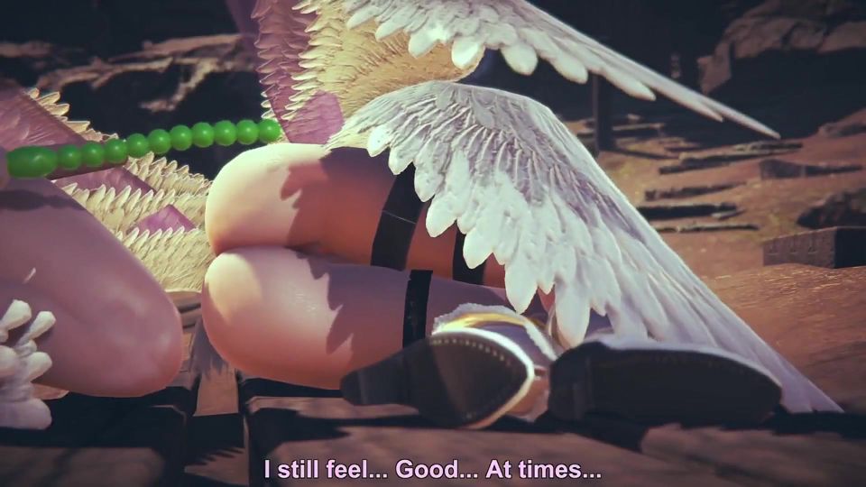 Angewomon takes anal beads : Digimon hentai parody
