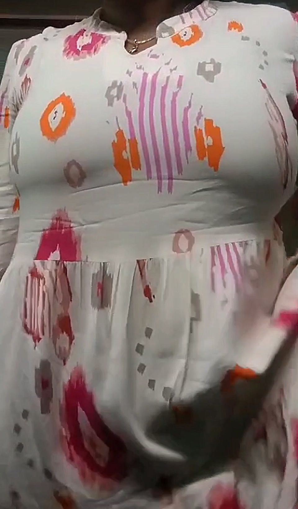Village girl showing on camera