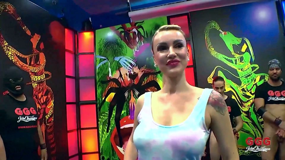 Blonde & Tattooed Slut in Ggg Bukkake Piss & Cum Orgy
