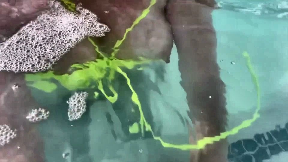 Artemisia Love Swimming in the Pool Flashing Her Big Juicy Boobs and Smoking a Cigarette