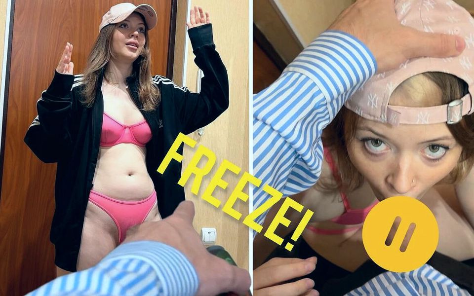 Freeze Time Stop: Delivery Girl Undresse Blowjob