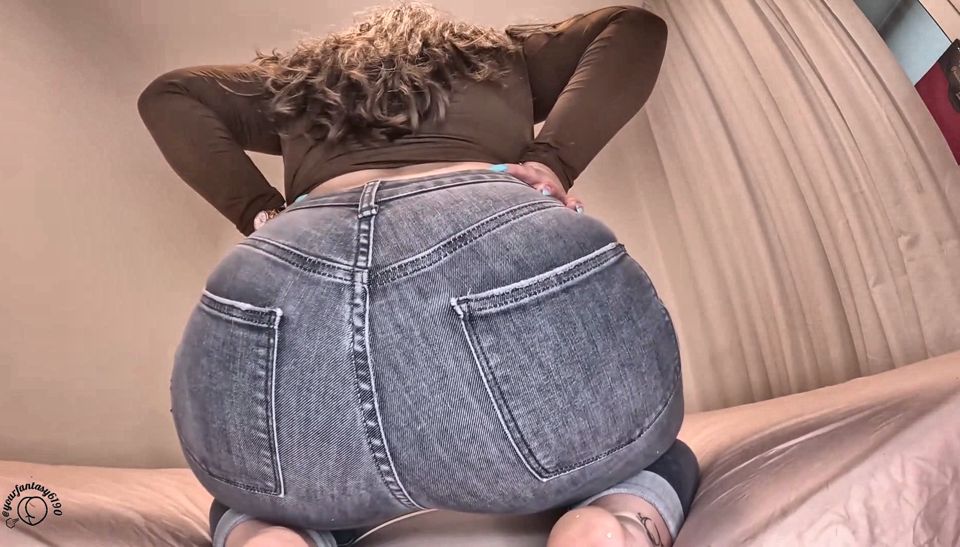 Black Jeans Farting Kneeling on Bed