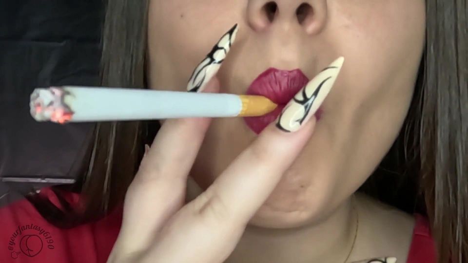 Red Lipstick Smoking Big Puffy Cigarettes