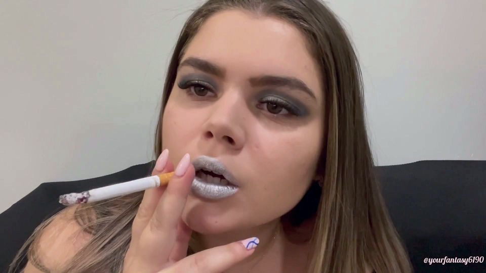 Play with smoke with silver lipstick