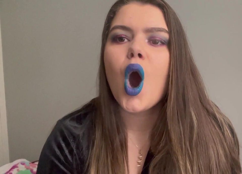 Sexy smoker with blue lipstick