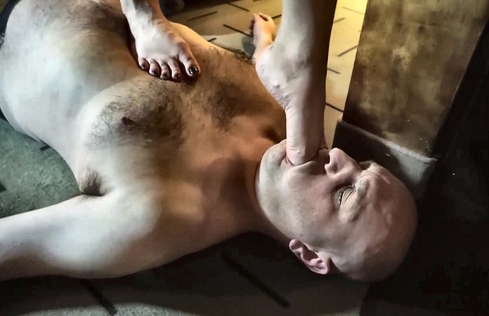 Crazy femdom woman punishing her fetish slave