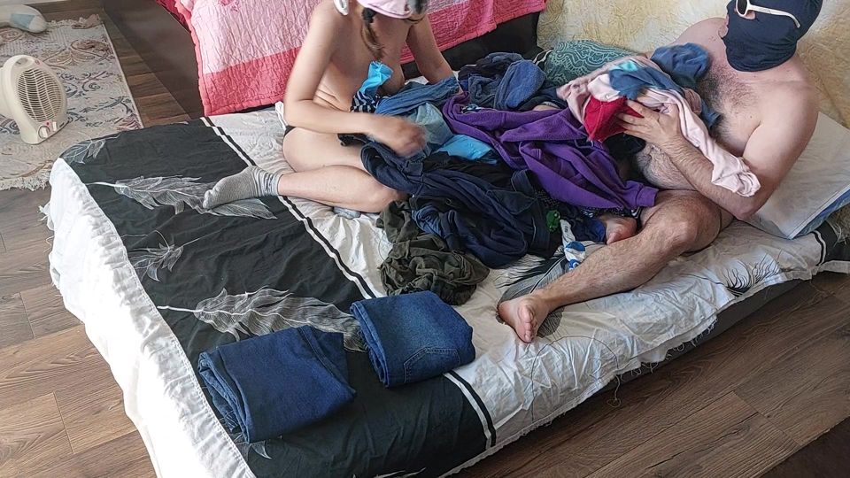 Foreplay in the bedroom with an amateur couple.