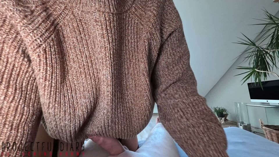 Wild Cowgirl in Sweater, Garterbelt, Stockings and High Heels Riding for Creampie - Projectfundiary