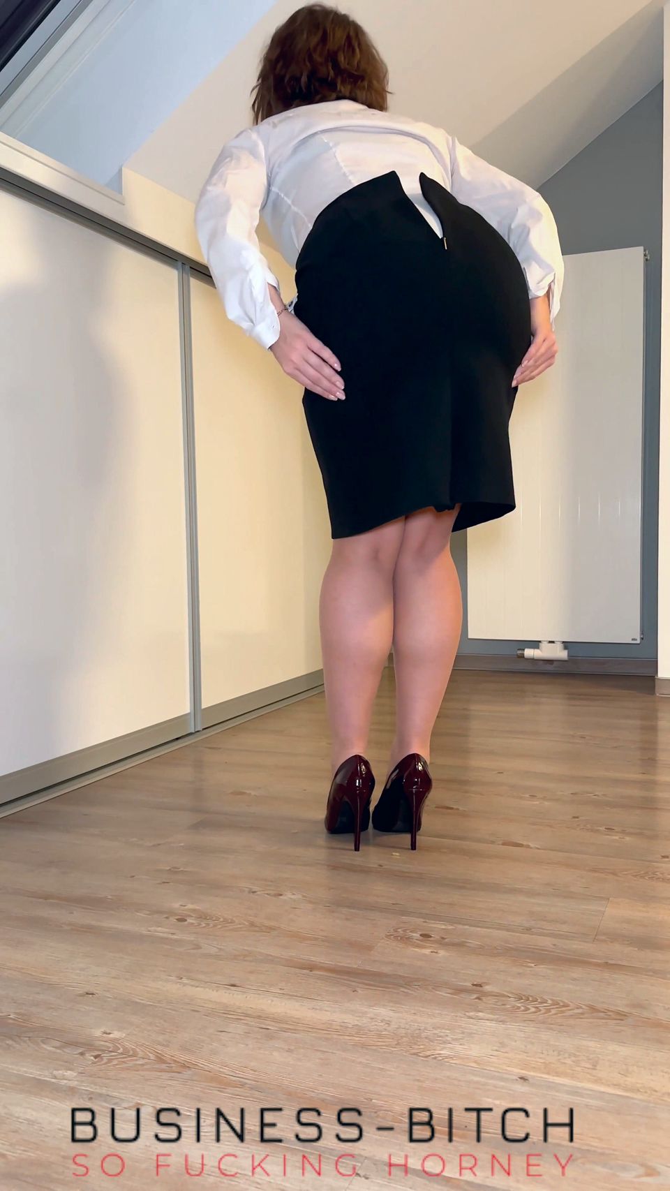 Serious Office Secretary Walking, Undressing and Posing for You - Business-bitch