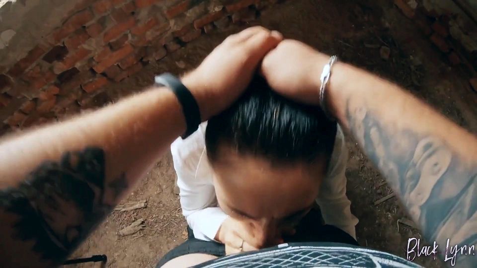POV Throatpie in Abandoned Building - Black Lynn Blowjob and Facefuck