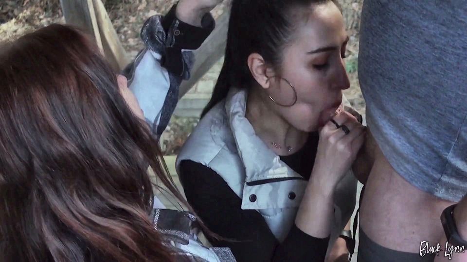 We Sucked Him Together on Our Vacation - Outdoors Threesome Blowjob