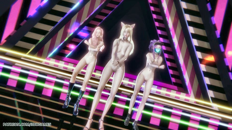 Mmd Babymonster - Batter up Ahri Evelynn Akali Sexy Naked Dance League of Legends Hentai Uncensored 4K 60fps