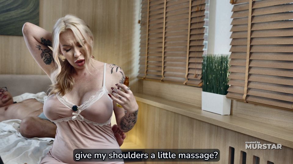 Oil Massage on a Shared Hotel Bed Step Mom Drops Her Straps for Step Son