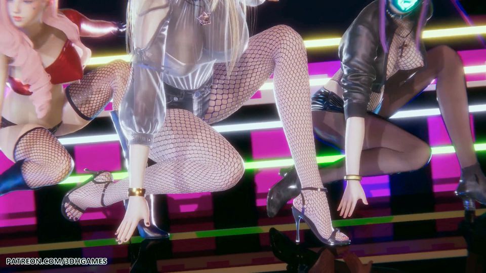 Mmd Babymonster - Batter up Ahri Evelynn Akali Sexy Striptease League of Legends Hentai Uncensored 4K 60fps